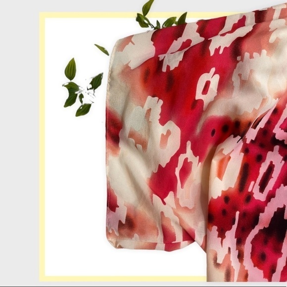 OUTBACK RED Pink, Red, Black & White Blouse Oversized Sleeves and Elastic Waist - Picture 4 of 7